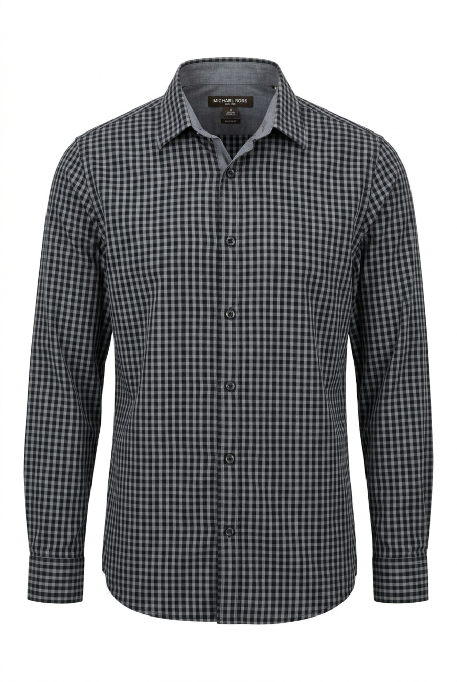 Michael Kors Men's Tailored Fit Long Sleeve Plaid Button-Down Shirt